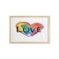 thumbnail image 1 of Rainbow Wall Art with Frame, Brush Painted Pride Heart LGBT Plain Background, Printed Fabric Poster for Bathroom Living Room, 35" x 23", Multicolor, by Ambesonne, 1 of 2