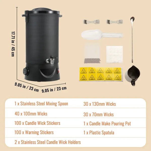 10 L Wax Melter for Candle Making, Extra Large Electric Wax Melting Pot, with Easy Pour Spout and 9-level Temp Control, Easy Clean for Candle Soap Cream Beauty Bulk Production Business or Home