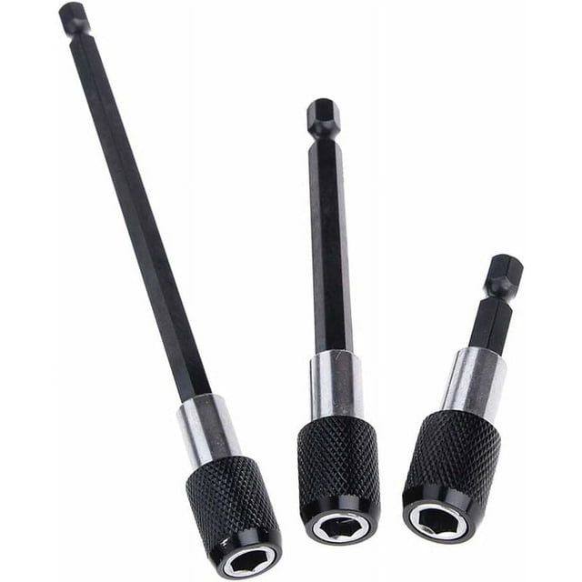 3 piezas de portabrocas de vástago hexagonal de 6,35 mm con extensión magnética para destornillador de 60 mm, 100 mm y 150 mm. Kit de adaptador de mandril de extensión de liberación rápida