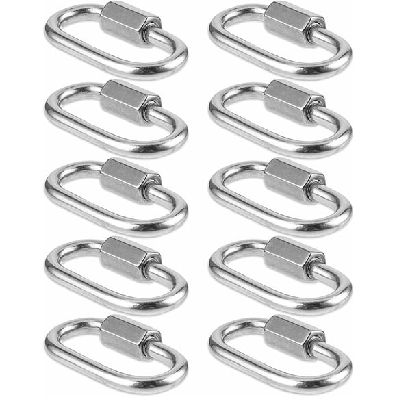 10Pcs Small Carabiner Clips 304 Stainless Steel Heavy Duty Carabiners M3.5 Locking Carabiners Quick Chain Link Key Ring Clips with Screw for Camping Hiking Swing Hammock
