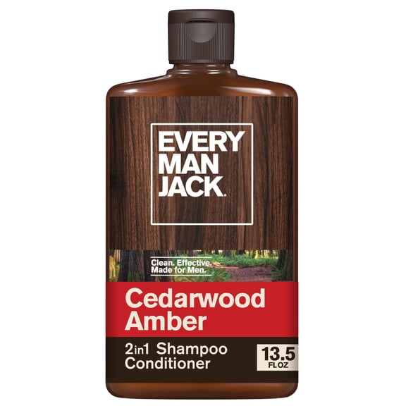 Every Man Jack Cedarwood Amber Daily 2-in-1 Shampoo and Conditioner for Men, Naturally Derived, 13.5 fl oz