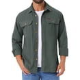 thumbnail image 1 of INSPIRAR CHIC Camisas de Trabajo Casual para Hombre de Manga Larga con Botones y Bolsillos para Pesca y Senderismo XL Gris, 1 of 6