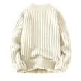 thumbnail image 6 of Juslio Mens Sweaters Pullovers Men Tops Solid Crew Neck Long Sleeve Knit White, 6 of 7