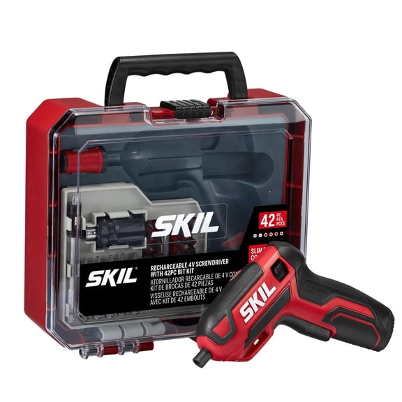 SKIL 4V Pilot Screwdriver with 42 Piece Bit Kit Case