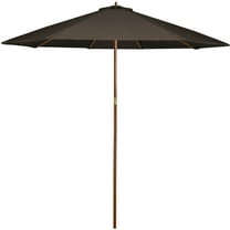 9ft Outdoor Patio Market Umbrella with Wooden Pole, Brown