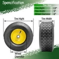 thumbnail image 5 of Trilenars 2-Piece Rubber Aerated Vacuum Grass Tires with Yellow Wheels,13x5.00-6/15x6.00-6/16x6.50-8/18x8.50-8/20x8.00-8 Tractor Lawn Tires with Wheels, Lawn Mower Tires with Rims, 5 of 5