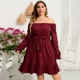 thumbnail image 3 of Women's Casual Plus Size Dress Short Sleeve High Waist Ruffle Summer Midi Dress With Belt, 3 of 5
