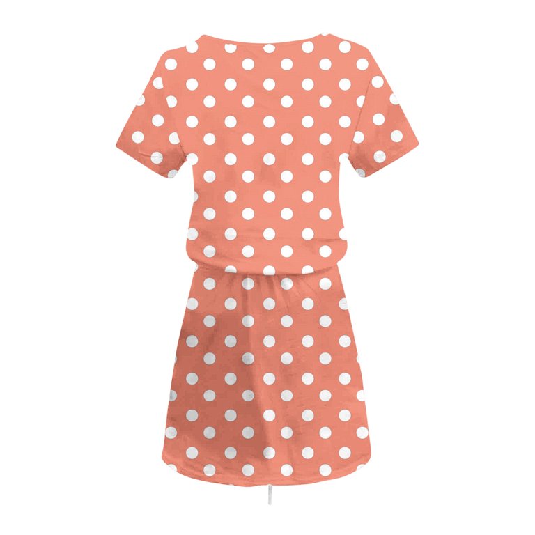 pink and orange polka dot dress ITEM // Who What Wear polka dot dress COLOR + MATERIAL // pink and orange cotton SIZE // 3X CONDITION // worn twice by me, passing on from previous selltradeplus post, feels