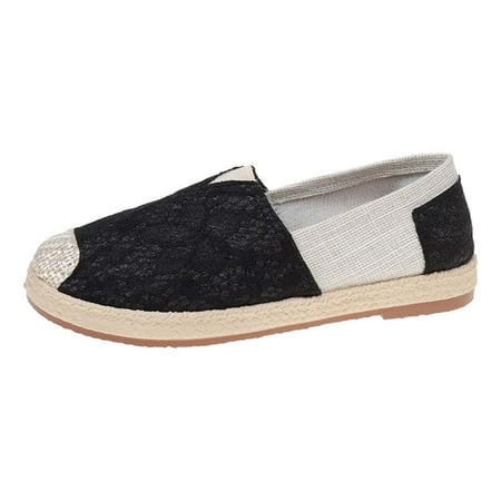 

Zizocwa Lightweight Canvas Loafers for Women Casual Color Bolck Non Slip Flats Comfortable Walking Shoes Slip On Lazy Leisure Shoes Black Size8.5