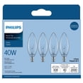 thumbnail image 4 of PHILIPS 40W B10 Candelabra Base Clear Chandelier Light Bulbs - 4 Pack, 4 of 5