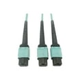 thumbnail image 2 of Eaton Tripp Lite Series 400G Multimode 50/125 OM4 Plenum Fiber Optic Cable, 24F MTP/MPO-PC to [x2] 12F MTP/MPO-PC [F/F], Aqua, 3 m (n846d-03m-24baq), 2 of 4