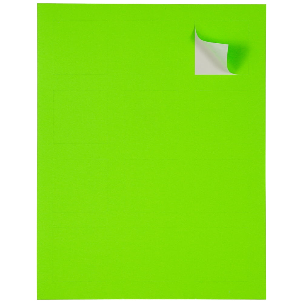 JAM Paper Square Address Labels, 2 x 2, Neon Green, 120 per Pack