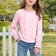 thumbnail image 2 of Zanarzt Baby Girl Kids Blouses Long Sleeves Long Sleeve Shirts for Girls Crewneck Tshirts Casual Basic Top Cotton Sweatshirts Pink,6-8 Years, 2 of 6