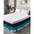 thumbnail image 3 of Abstract Gradient Ruffle Bed Skirt California King Size Water Ripple Teal Blue Ocean Modern Art Adjustable Elastic Dust Bed Skirts Wrap Around Bedskirt Wrinkle Free Easy Fit with 16 Inch Drop, 3 of 8