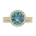 thumbnail image 2 of Clara Pucci 18K Yellow Gold Round Cut 2Ct Synthetic Blue Moissanite Engagement Ring + Matching Band - Luxury Box Included, 2 of 7