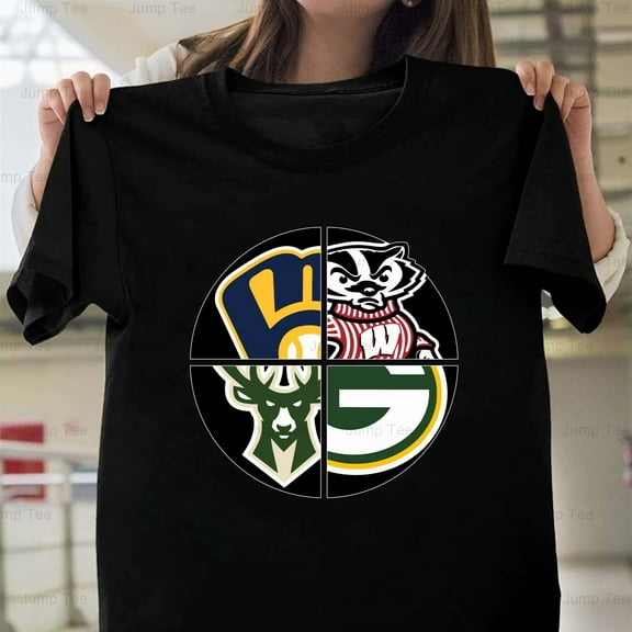 Wisconsin Sports Teams Packers Brewers Bucks Badgers Wisconsin Pride Unisex Classic T-Shirt A350, From S to 5XL