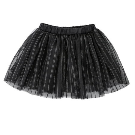 

Lovskoo 2-14Y Toddler Girls Cute Tutu Skirt Layered Tulle Dance Dress Party Solid Color Embroidery Net Yarn Princess Dress Skirt Black