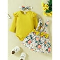thumbnail image 2 of Bagilaanoe 2Pcs Newborn Baby Girls Overalls Dress Set Ribbed Long Sleeve Romper Tops + Suspender Skirt + Headband 3M 6M 9M 12M 18M Infant Casual Outfits, 2 of 9