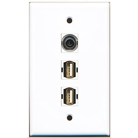 RiteAV - 2 Port USB A-A and 1 Port 3.5mm Wall Plate