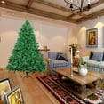 thumbnail image 2 of 7 ft Artificial Hinged Pine Tree Xmas Tree, for Home, Office, Party Decoration, 1000 Branch Tips, Metal Hinges & Folding Base, Green & White, 2 of 6
