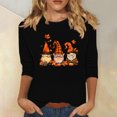 thumbnail image 1 of Leodye T-Shirts d'Halloween pour Femmes à Manches 3/4 à Col Rond, Automne, Halloween, Graphique Amusant, Haut à Manches Longues, Noir 10 (TG), 1 of 4