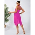 thumbnail image 5 of inlzdz Women's Lyrical Dance Dress Irregular Mesh Ruffled Skirt Hem Built-In Briefs Figure Skating Dresses Light Hot Pink L, 5 of 6