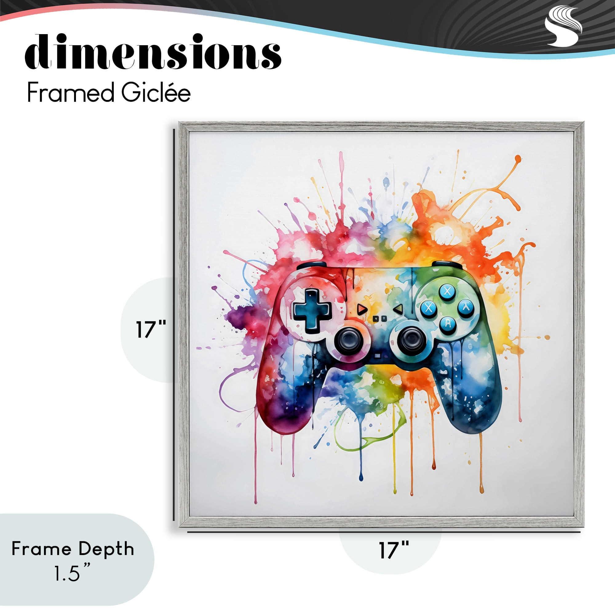 Stupell Industries Colors of Gaming Splatter Gray Framed Giclee Art, design by Creative Studio
