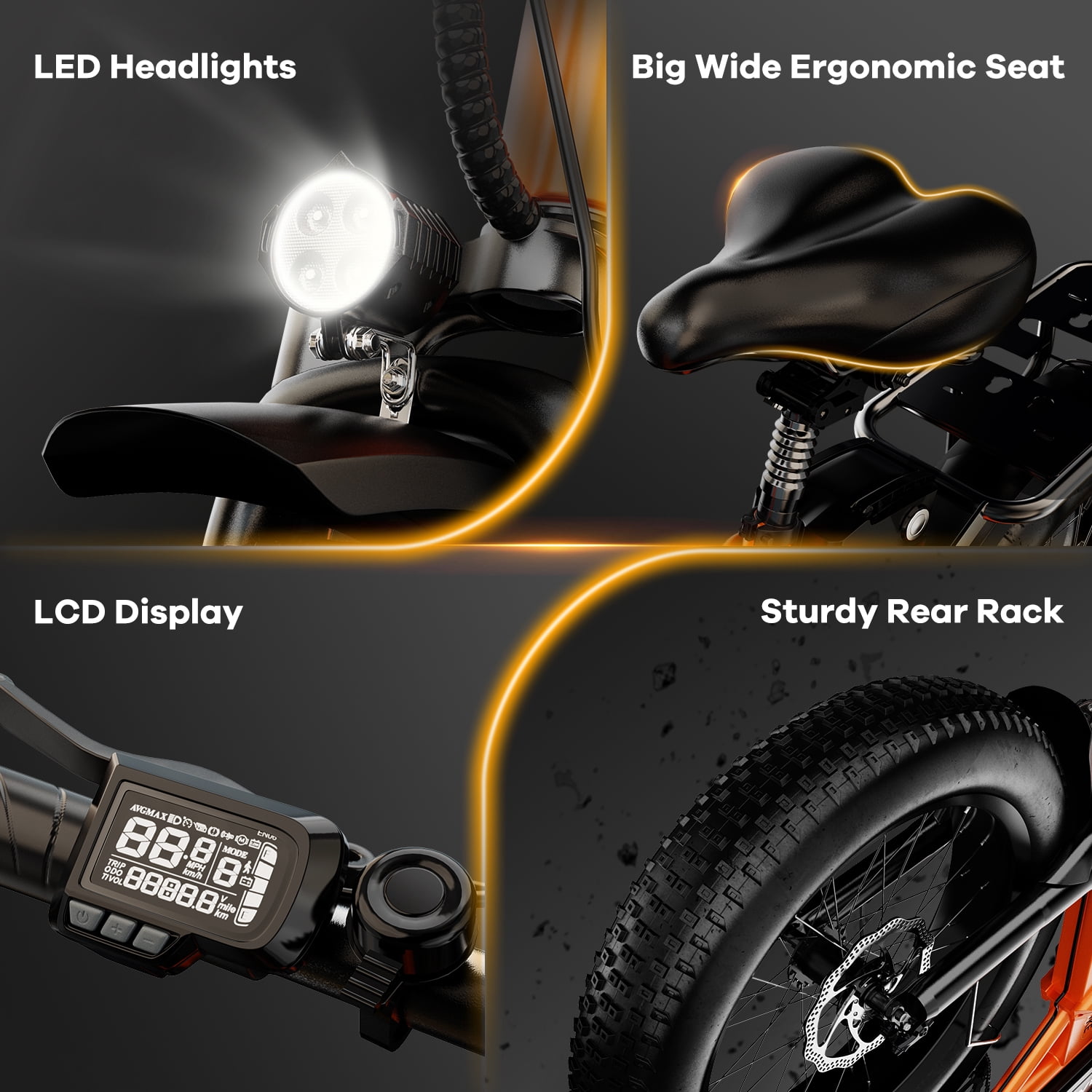 AOANGO 1000W Folding Electric Bike, 48V 20.8AH Removable Battery, 30+MPH 80 Miles, 20" Anti-Slip Fat Tire All Terrain Adult Commute Ebike