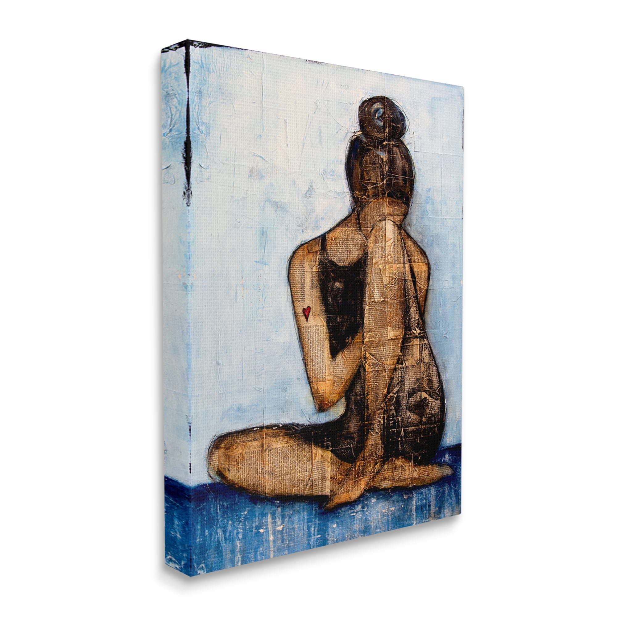 Stupell Industries Emotional Painting Collage Layered Words Girl Heart Painting Gallery Wrapped Canvas Print Wall Art, Design by Erin Ashley