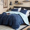 thumbnail image 1 of Comfort Spaces Juego De Edredón Queen Vibrantes Edredones Reversibles Tamaño Queen Juego De Cama Acolchado Para Todas Las Estaciones, Ropa De Cama Ligera, Edredón De Microfibra Suave Vixie Azul Marino, 1 of 1