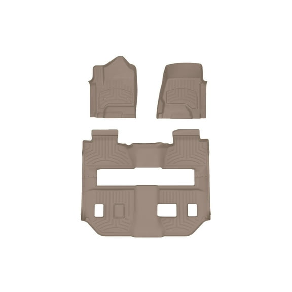 WeatherTech FloorLiner HP Custom Fit Floor Mats compatible with Suburban, Yukon XL - Complete Set (1st Row, Two Piece - 2nd & 3rd Row), Tan