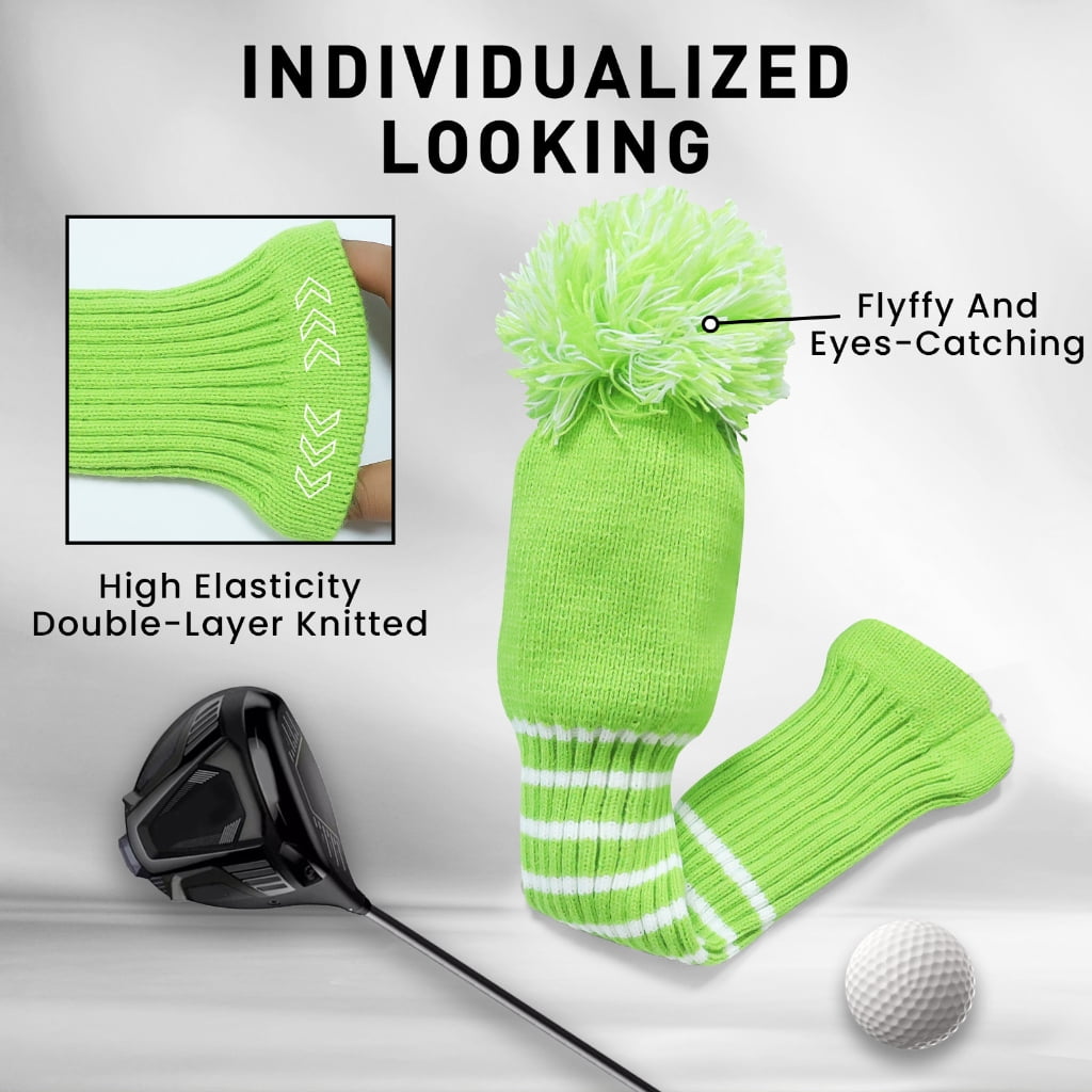 3Pcs Knitted Golfing Club Head Covers Golfing Club Accessories Knitted Golfing Driver Headcover Golfing Wood Head Covers