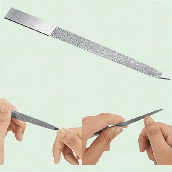 7 Inch Stainless Steel Diamond Nail File - Professional Manicure File for Fingernails and Toenails - Salon Quality Nail Buffer for Men, Women, and Travel