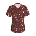 thumbnail image 2 of Uemuo Dinosaur Christmas Printed Women's Classic V-Neck T-Shirt - Soft, Breathable, Moisture-Wicking, Perfect for Casual, Office, Travel, and Everyday Wear-Small, 2 of 5