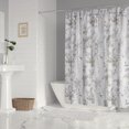 thumbnail image 1 of Levtex Home - Pisa - Cortina de ducha (183 x 183 cm) con ojales - Diseño floral contemporáneo de pavo real - Gris y gris topo - Azul, gris topo y crema - Tela de algodón, 1 of 4