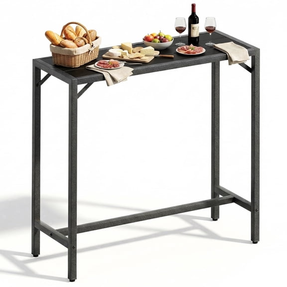 Arlopu Outdoor Bar Table, 40" Patio Counter Height Pub Table, Adjustable Foot & Waterproof Metal Frame, Rectangle Dining Table for Balcony Poolside Kitchen