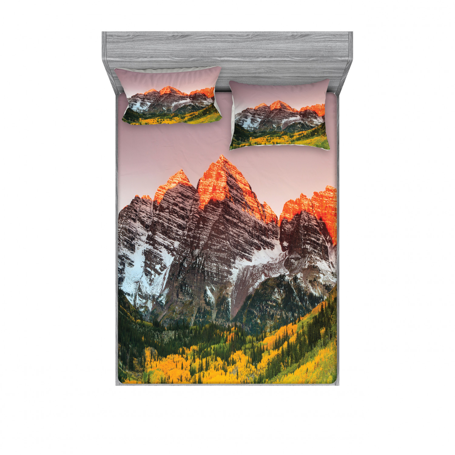 Mountain Bedding Set with Sheet & Covers, Scenic Western American