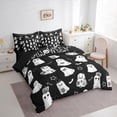 thumbnail image 4 of Manfei Kawaii Halloween Ghost Bedding Comforter Set 7pcs for Kids, Stars Print King Bedding Sets, Black White Cartoon Reversible Bed Sheets, Breathable Home Decor, 4 of 8