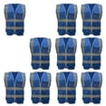 thumbnail image 1 of GOGO 10 Packs 9 Pockets High Visibility Zipper Front Safety Vest With Reflective Strips-Blue-XXL, 1 of 7