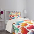 thumbnail image 4 of Ambesonne Colorful Quilted Bedspread Set 2 Pcs, Retro Groove Hearts 90s, Twin Size, White Multicolor, 4 of 4