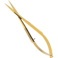 thumbnail image 2 of Cross Edge Spring Scissors 5 Inch straight Stainless Steel Precision Eyebrow & Eyelash Shaping & Trimming Scissor, Snips Squeeze, Embroidery, Knitting Micro Tip Craft Scissors (Gold), 2 of 9