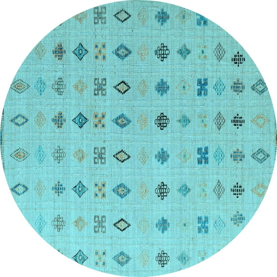 Ahgly Company Indoor Round Solid Light Blue Modern Area Rugs, 4' Round