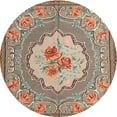 thumbnail image 1 of Ahgly Company Indoor Round Traditional Light French Beige Brown Medallion Area Rugs, 3' Round, 1 of 6