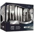 thumbnail image 5 of Prestee Cutleries 300 Piece Disposable Plastic Flatware Set with Metallic Finish Handles, 5 of 5