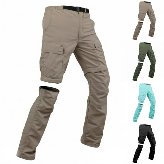 HKYNLAG Women's Hiking Pants Convertible Zip Off Cargo Pants Breathable Waterproof Pants Ripstop Quick Dry Outdoor Pants with Multi Deep Pockets Army Green L