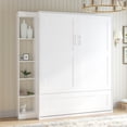 thumbnail image 2 of MUZZ Foldable Murphy Bed with 1 Side Cabinet, Folding Wall Bed with Space Saving Design, Fold up Murphy Bed Cabinet for Storage, Multipurpose Cabinet Bed for Bedroom/Apartment (Style6+1,White), 2 of 11