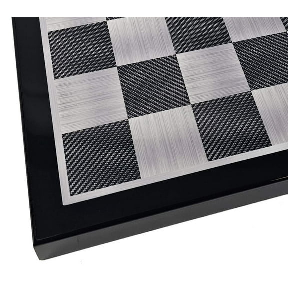 18" Black Carbon Fiber and Silver Color Chess Board 1 31/32 Squares