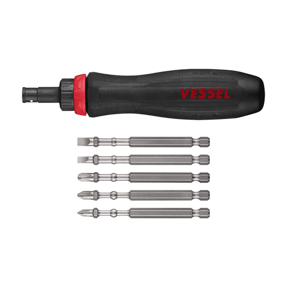 Vessel Tools MEGADORA Interchangeable Ratchet Screwdriver 5PC. Bit Set