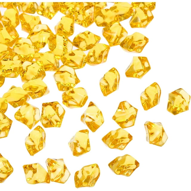 MECCANIXITY 200pcs Fake Ice Rocks Acrylic Orange Crystals Gems Stones Dazzling Crushed Ice Sparkling Fake Diamonds for Vase Fillers