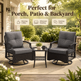 thumbnail image 3 of 3-Piece Outdoor Swivel Rocking Chairs Set, Weather-Resistant Patio Furniture for Porch Backyard Poolside, with Coffee Table & Thick Cushions, Easy Assembly, Wicker 360° Swivel Rocker Bistro Set, 3 of 9